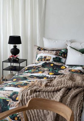 Skördetröska Grön Barn Bäddset Enkeltäcke 150x210 Borganäs of Sweden