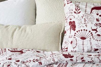 Äppelbo Röd Bäddset Enkeltäcke 150x210 Borganäs of Sweden