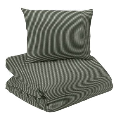Malte Oliv Randigt Bäddset Enkeltäcke 150x210 Redlunds