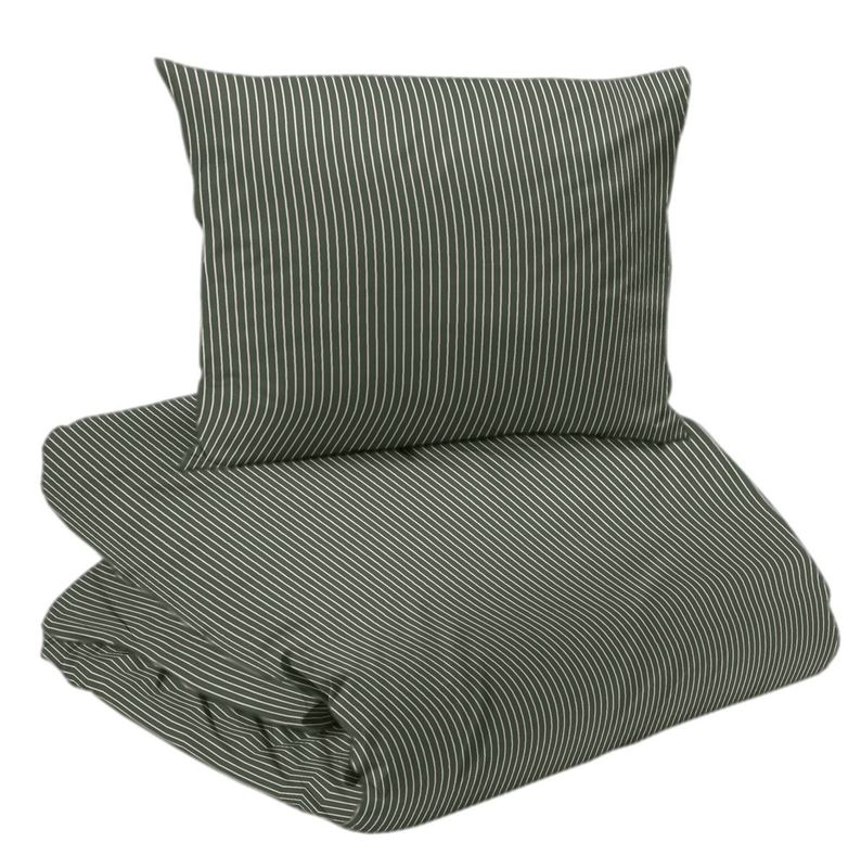 Malte Oliv Randigt Bäddset Enkeltäcke 150x210 Redlunds