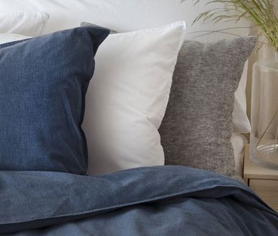 Enfärgat Marin Washed Bäddset Enkeltäcke 150x210 Borganäs of Sweden