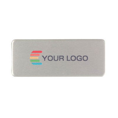 Name badge, Aluminum, Aluline, rectangular, silver, 69x25 mm