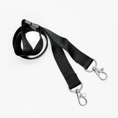 Lanyard 20mm, black, Safety breakaway + 2 x drop