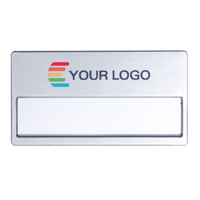 Name badge with window, Pin & Pocket, rectangular