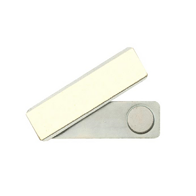 Self-adhesive magnet on metal base, 13 x 45 mm
