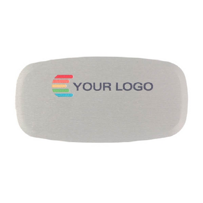 Name badge, Aluminum, Aluline, TV-style badge, silver, 62x32 mm