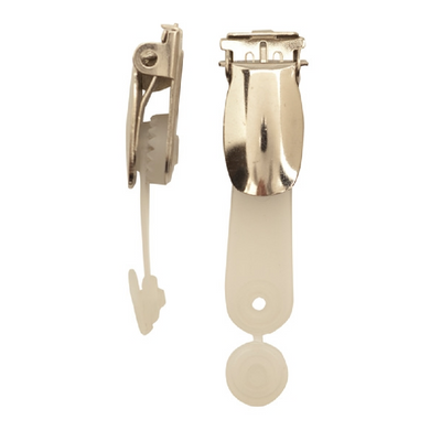 Metal clip B on ID strap, plastic base