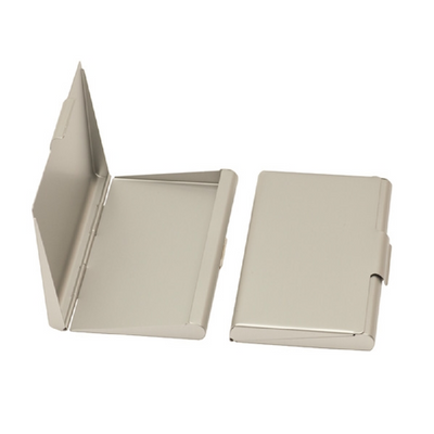 Business card holder, for multiple cards, aluminum