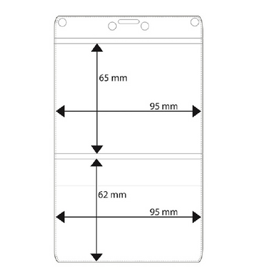 Plastic sleeve with dual inner pockets, 95x65 mm, sealed lower pocket