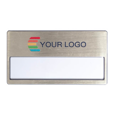 Name badge with window, Pin & Pocket, rectangular