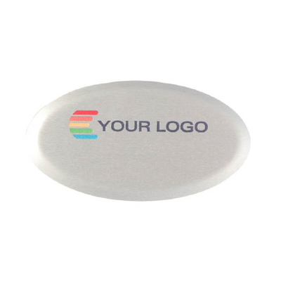 Name badge, Aluminum, Aluline, oval, silver, 60x34 mm