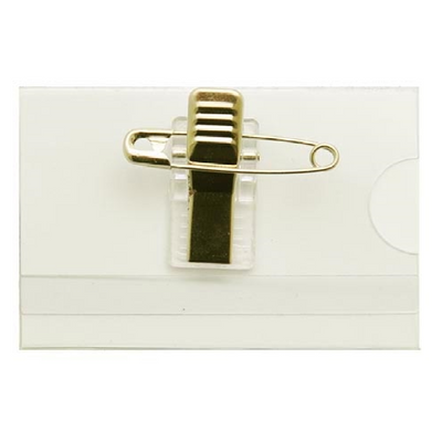 Congress badge 60x40mm, safety pin and clip