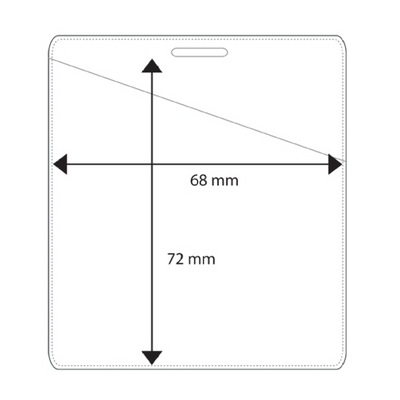 Plastic pocket vertical, 68x72 mm, angled opening