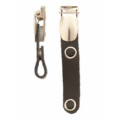 Metalclip B on leather strip