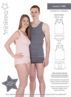 Minikrea underkläder vuxen 77405 basmönster på underkläder för både henne och honom för vuxna storlek XS-XXL