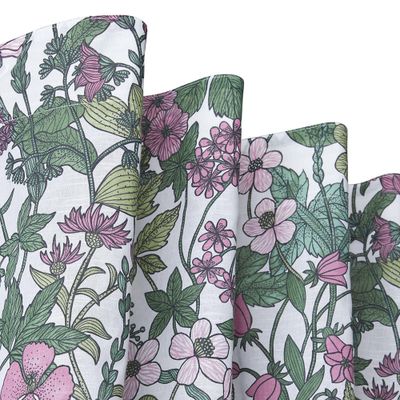 Malva gardiner med ett magiskt blad och blommönster | rosahuset.com