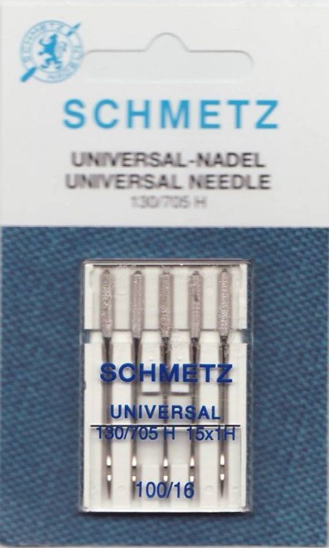Sewing machine needle Schmetz Universal 100 perfect for coarser fabrics such as sewing as furniture fabrics.