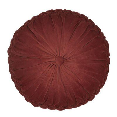Lush wine red round velvet pillow