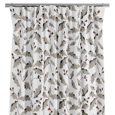 Mönstrade gardiner med ekollon - Ek grå