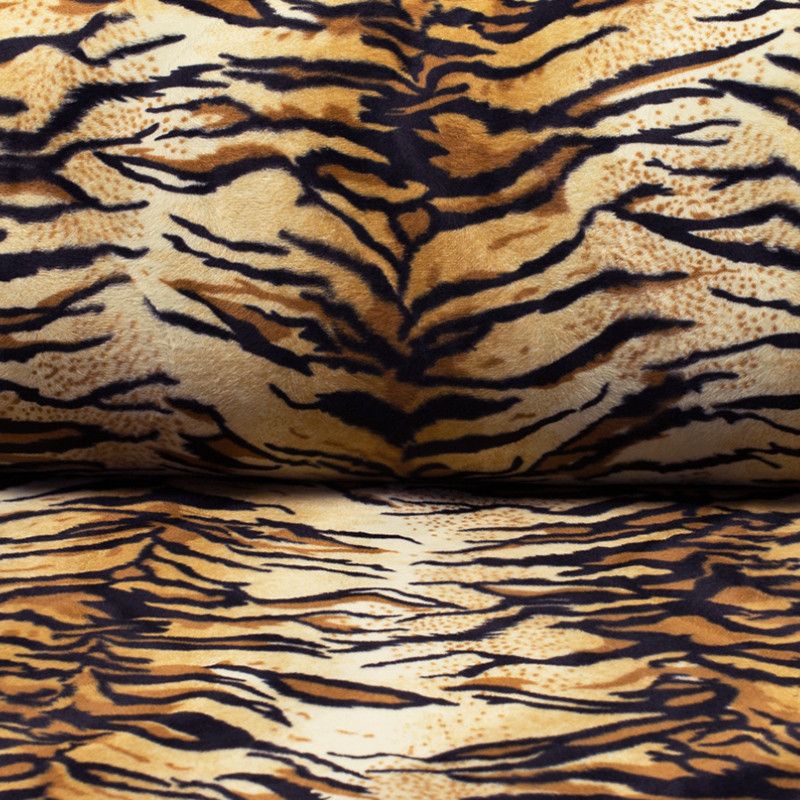Mjukt tiger päls mönstrat korthårtig pälstyg, för sömnad av kläder, maskerad, käpphäst och inredning