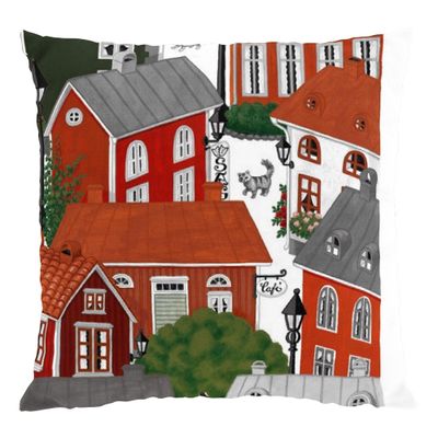 Lyckeby blommar red-green pillow case