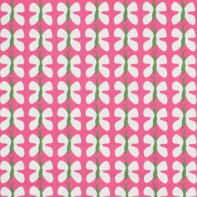 Fjäril mini rosa - Tyg med rosa botten och vita fjärilar på metervara, Arvidssons textil, design Björk-Forth.
