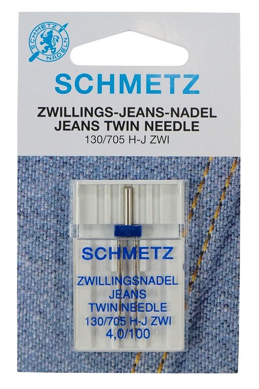 Symaskinsnål från schmetz tvillingnål med 4,0/100 i storlek till jeans.