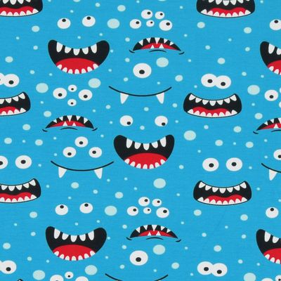Happy monster jersey fabric