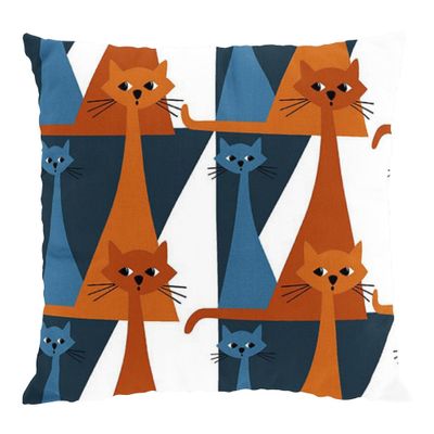 Kitty orange-blue pillow case