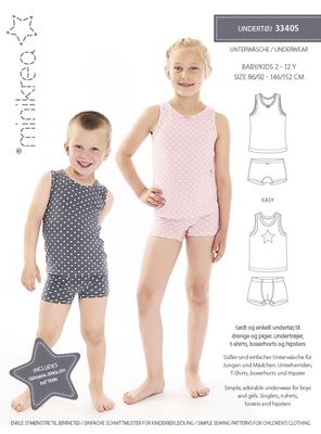Minikrea underkläder barn 33405 basmönster på underkläder för barn 2-12år. (stlk. 86-152)