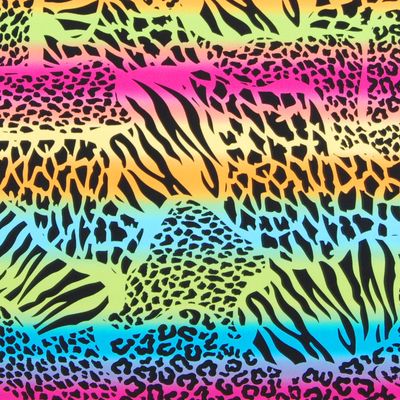 Badlycra med snirkligt mönster i neon på metervara online för badkläder och träningskläder.