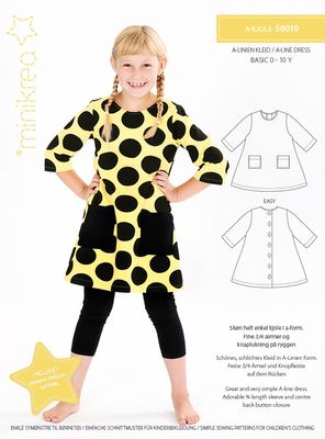 Minikrea A-linje klänning 50010 basmönster på klänning för barn 0-10år. (stlk. 56-146)