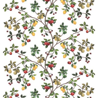 Tuttifrutti tyg -underbart mönster med frukt och bär, tyg, metervara, arvidssons textil, design MiaLotta Arvidsson -Mars