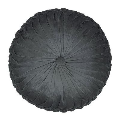 Lush grey round velvet pillow