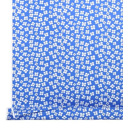 Bomull tyg med blå botten och vitt blom mönster, design Marianne Westman för Almedahls textil design.