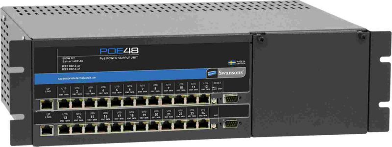 PoE switch 24 portar batteribackup 19 tum