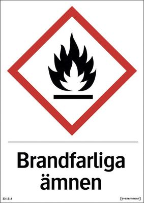 Skylt Brandfarliga ämnen 210x297mm