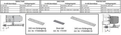 Armförlängning teleskopisk 345mm silver