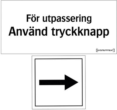 Dekal För utpassering använd tryckknapp