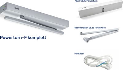 Dörrautomatik Powerturn F komplett silver