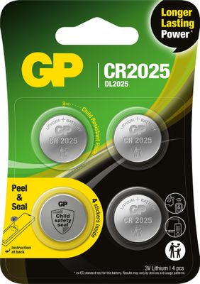 Batteri CR2025 Litium Safety seal 4-pack