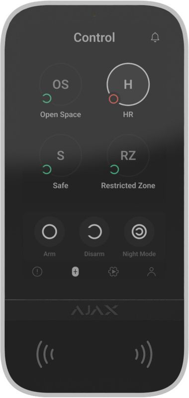 Ajax Manöverpanel Touch DESFire BLE trådlös vit