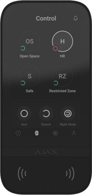 Ajax Manöverpanel Touch DESFire BLE trådlös svart