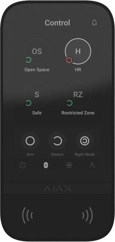 Ajax Manöverpanel Touch DESFire BLE trådlös svart