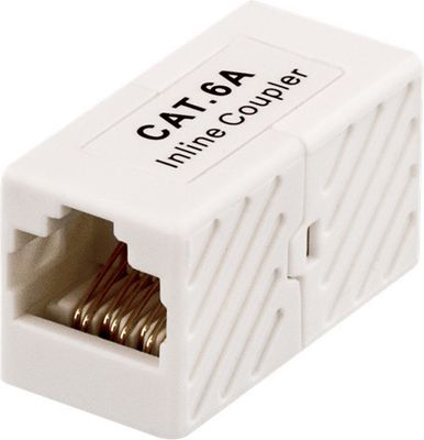 Skarvdon RJ45 Cat6a UTP oskärmad hona-hona vit