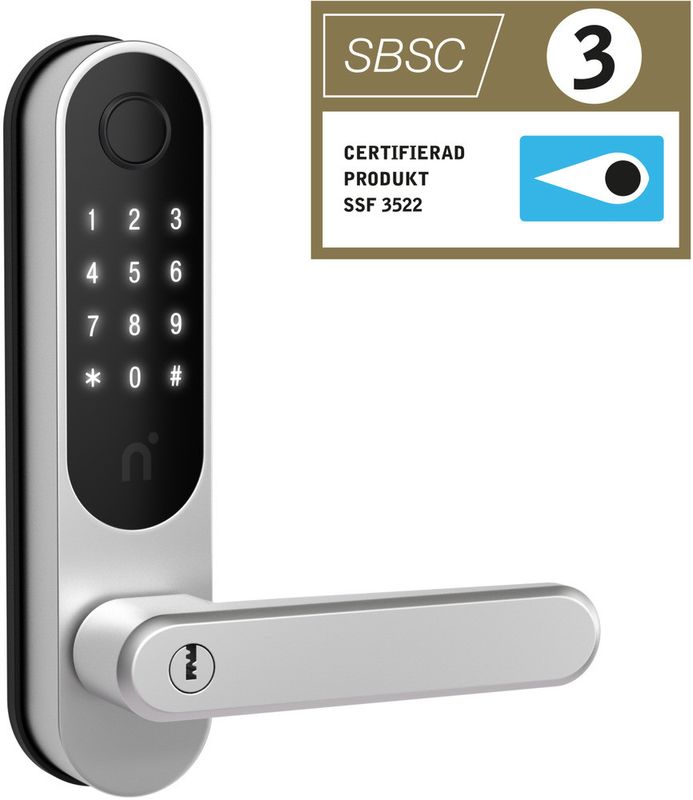 Nimly Kodlås Touch Pro touchknappar RFID fingeravtryck silver/svart