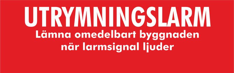 Skylt Utrymningslarm Lämna omedelbart 160x50mm