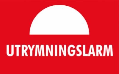 Skylt utrymningslarm 80x50mm