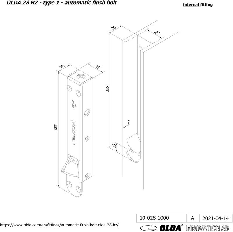 Kantregel automatisk 28HZ typ 1 vänster förzinkad