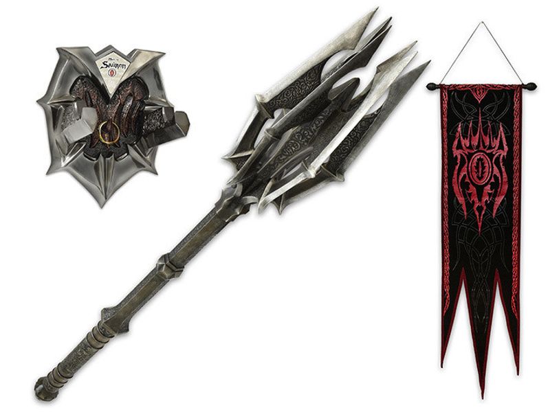 UC3520 The Mace Of Sauron And Ring Red Eye Edition With War Banner